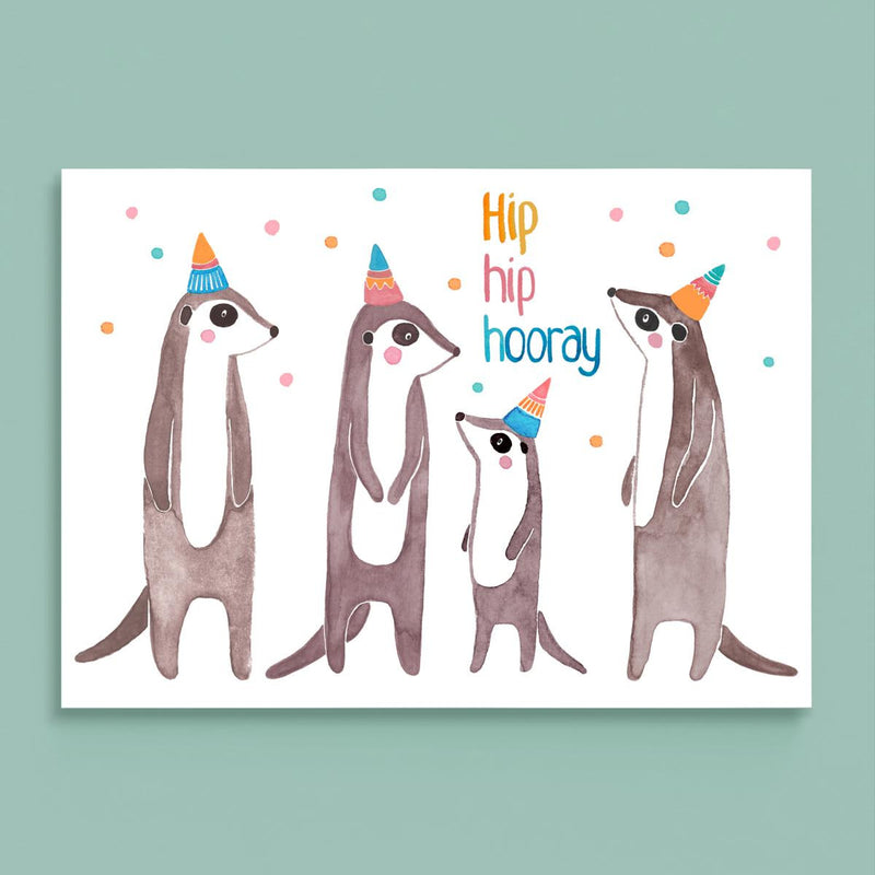 Postkarte von Frau Ottilie_Hip Hip Hooray_Erdmännchen