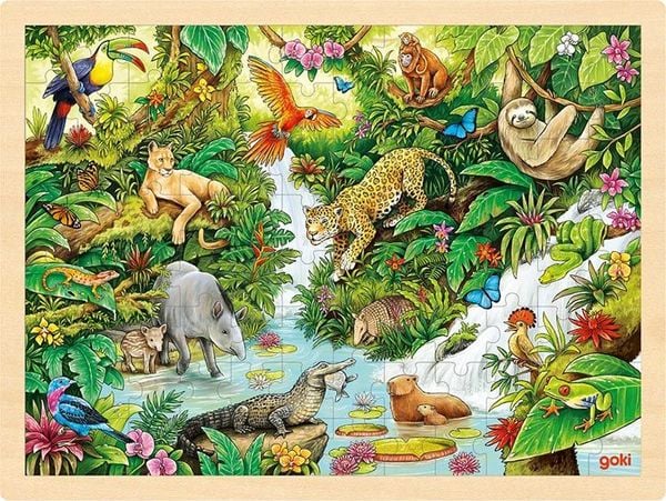 Einlegepuzzle aus Holz mit Dschungel Motiv von goki