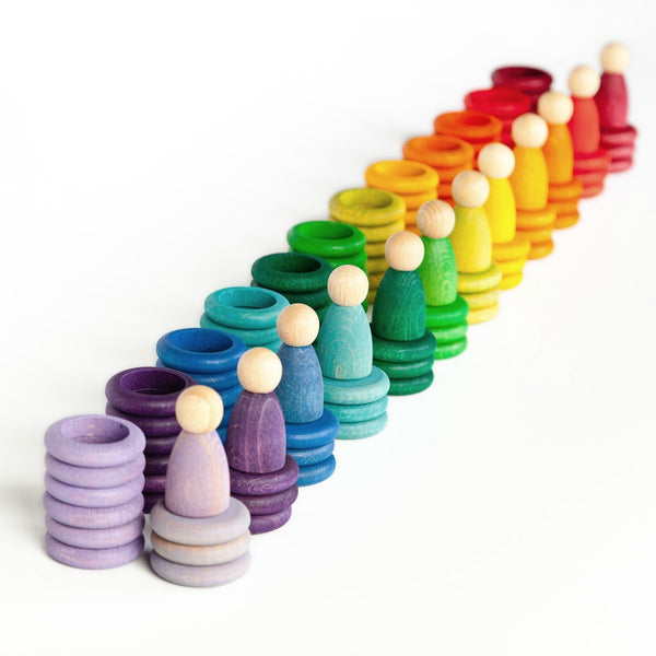 120-teiliges Holz-Spielset Carla von Grapat in Regenbogenfarben