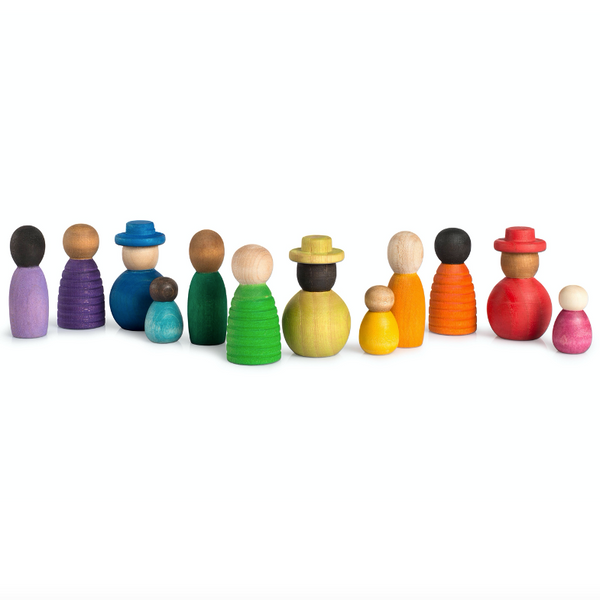 Grapat Nins Together 12 Holzfiguren in Regenbogenfarbe