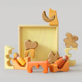 Bauspiel Gelb von Grimm's mit 2 Regenbogenfreunden