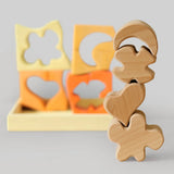 Turm gebaut aus Holzteilen von Bauspiel Gelb von Grimm's