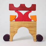 Bauspiel Rot | 12 Holzteile im Holzrahmen