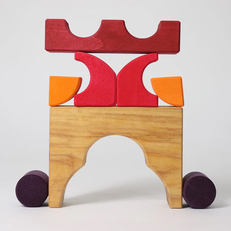 Bauspiel Rot | 12 Holzteile im Holzrahmen