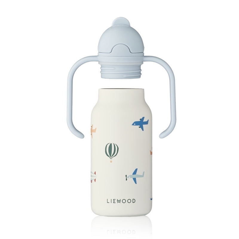 Seitenansicht Kimmie Trinkflasche von Liewood im Flugzeug Design "Aviator"