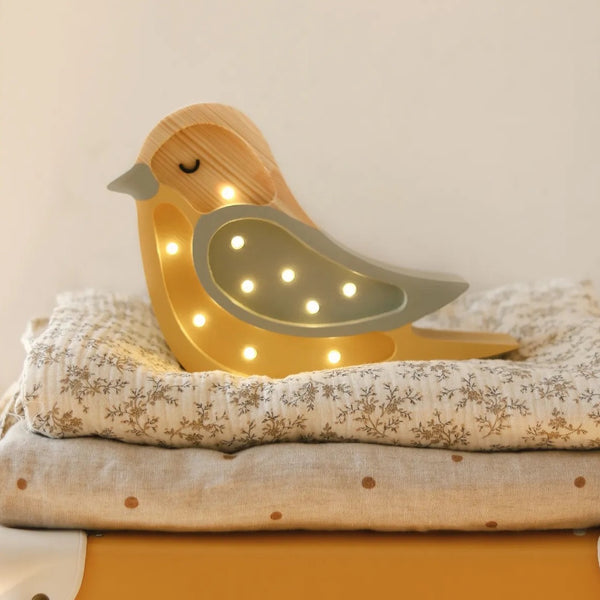 Kinderlampe Vogel in khaki-senf von Little Lights auf Decken