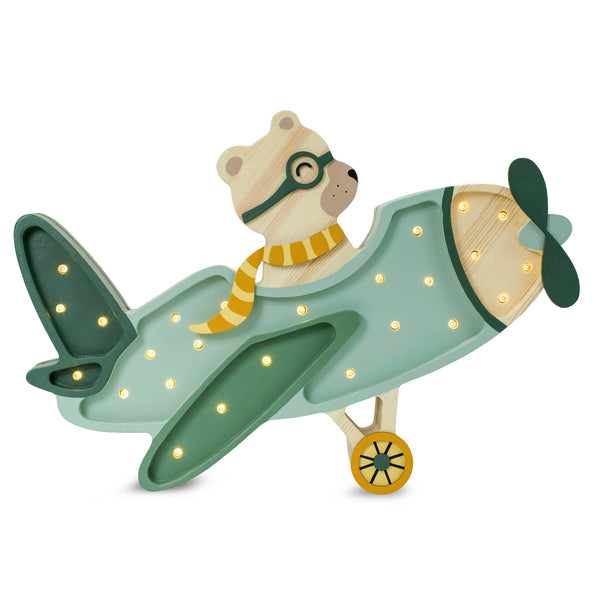 Kinderlampe | Vintage Flugzeug in Khaki Pastel