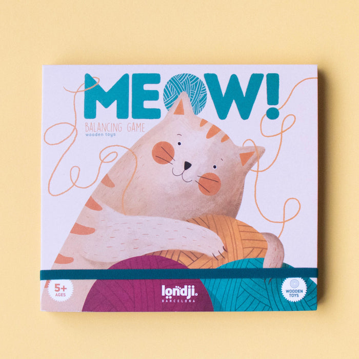 Verpackung Vorderseite Balancierspiel Meow mit Katze von Londji