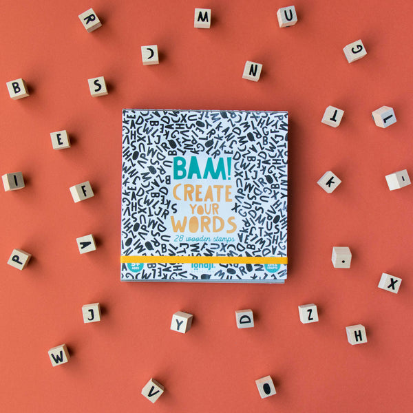 Stempelset "BAM! Create your words" von Londji mit Holzstempeln