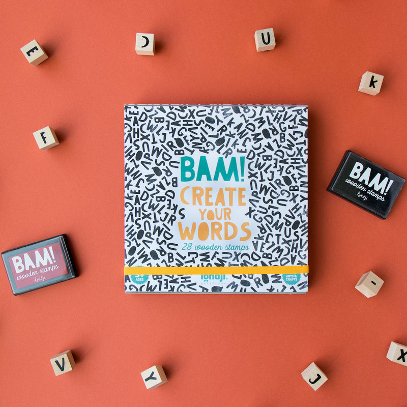 Stempelset "BAM! Create your words" von Londji samt Stempelkissen