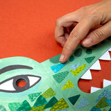 Kind bastelt an Krokodilmaske von Bastelset "Be wild! Crocodile mask & stickers" von Londji