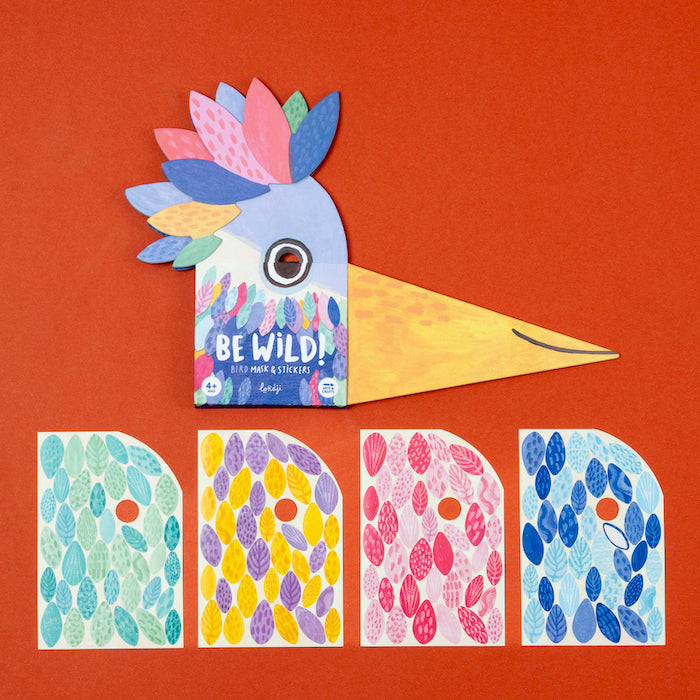 "Be Wild! Bird Mask & Stickers" Bastelset von Londji mit bunten Sticker-Bögen