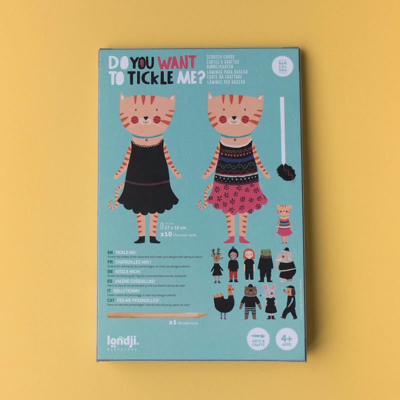 Rückseite der Verpackung von Kratzbild-Bastelset "Tickle me" von Londji