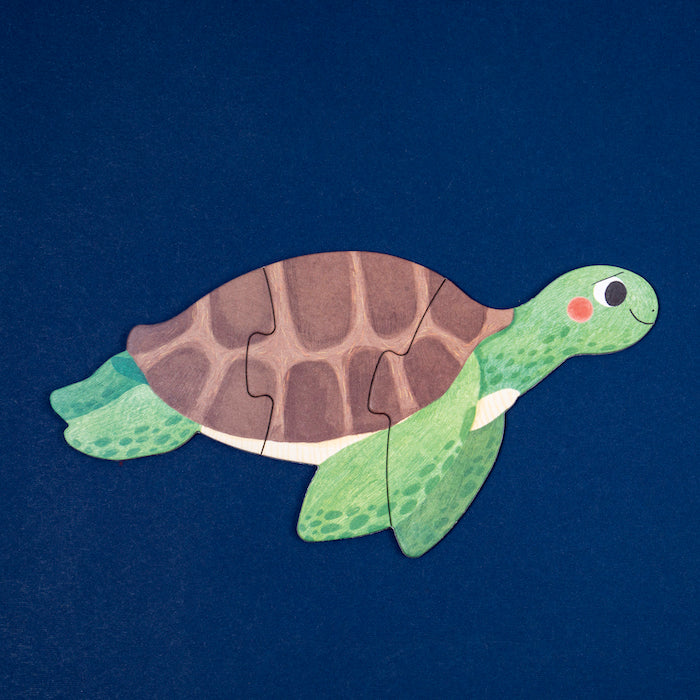 Schildkröte von Puzzle Blue von Londji mit 7 Meerestiere-Wendepuzzlen für Kinder ab 2 Jahren