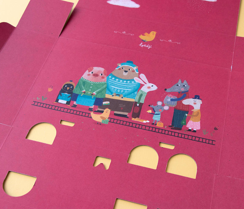 Verpackung innen von Londji Puzzle "My little train" mit 10 kleinen Puzzeln