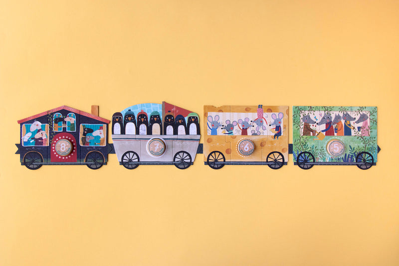 4 Waggons von Londji Puzzle "My little train" mit 10 kleinen Puzzeln