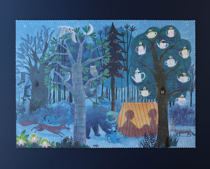 Puzzle mit Wald bei Nacht von "Night & Day in the Forest" von Londji