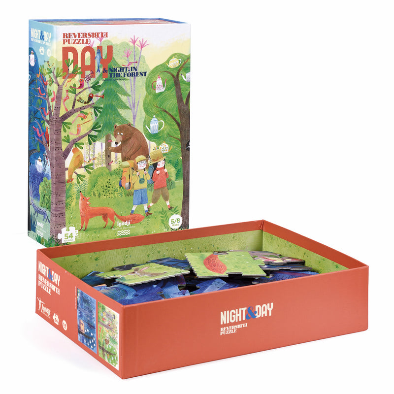 Puzzle "Night & Day in the Forest" von Londji mit geöffneter Verpackung