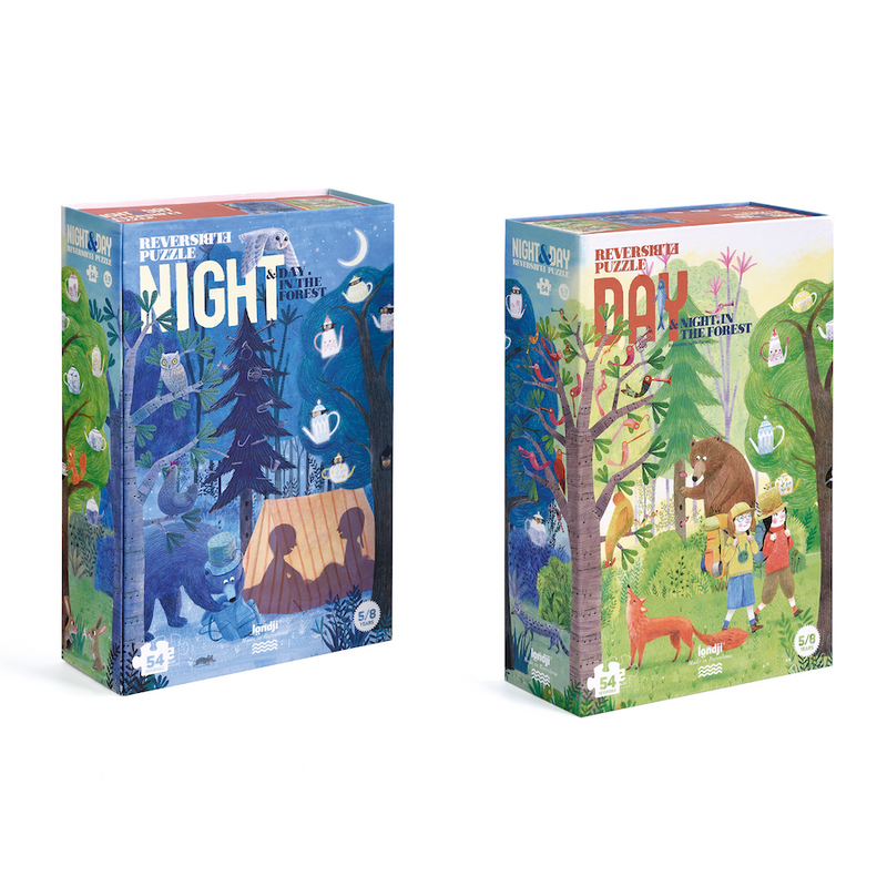 Vorder- und Rückseite von Puzzle "Night & Day in the Forest" von Londji