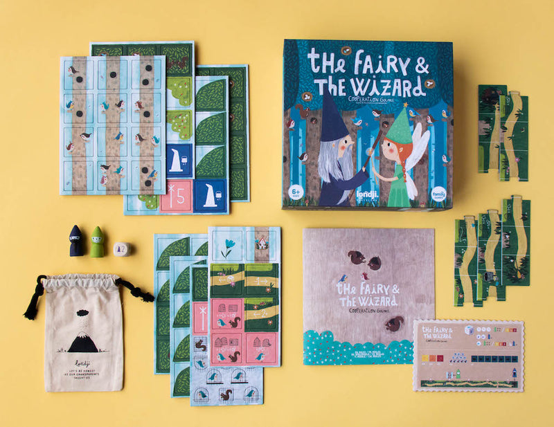 Übersicht Inhalt von "The fairy & the wizard" Kooperationsspiel von Londji