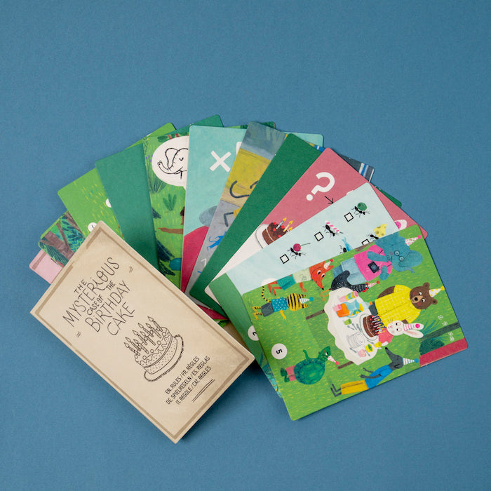 Detektiv-Spielkarten von Londji Puzzle und Deektivspiel "The mysterious case of the birthday cake"