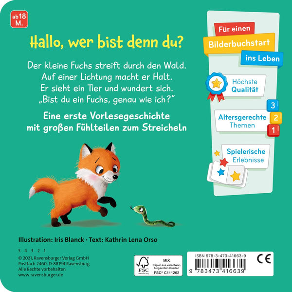 Mein erstes Vorlese-Fühlbuch: Bist du ein Fuchs? von Kathrin Lena Orso_Ravensburger Verlag_Rückseite