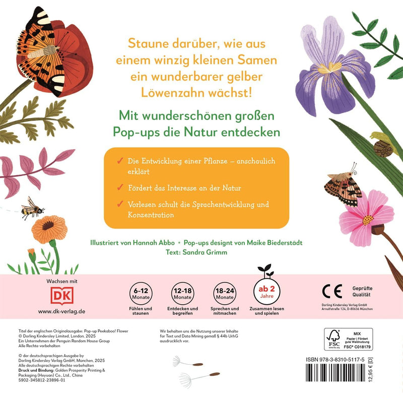 Mein Pop-up-Buch zum Stainen_Wo kommst du her, kleiner Löwenzahn von Sandra Grimm_DK Verlag_Rückseite
