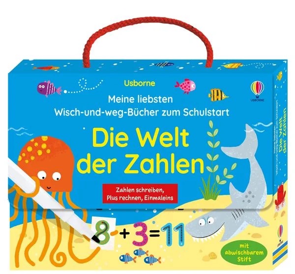 Meine liebsten Wisch-und-weg-Bücher zum Schulstart: Die Welt der Zahlen von Usborne Verlag_Zahlen schreiben, Plus rechnen, Einmaleins