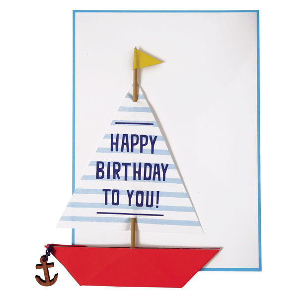 3D-Gebutstagskarte von Meri Meri_Segelboot_mit Briefumschlag