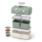 Gestapelte Teile von Lunchbox Bento-Box green Raccoon von monbento