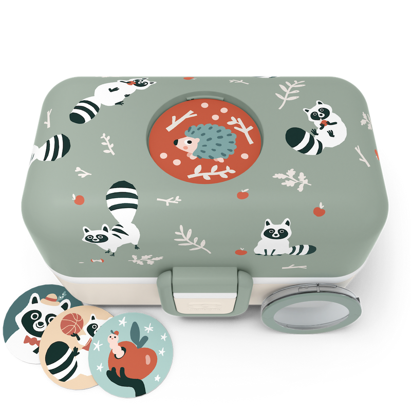 Nahaufnahme von Lunchbox Bento-Box green Raccoon von monbento