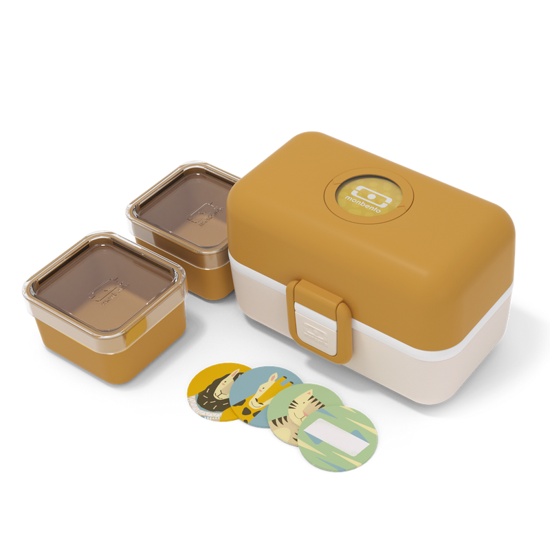 Lunchbox Bento-Box von monbento in senfgelb mit 2 kleinen Boxen