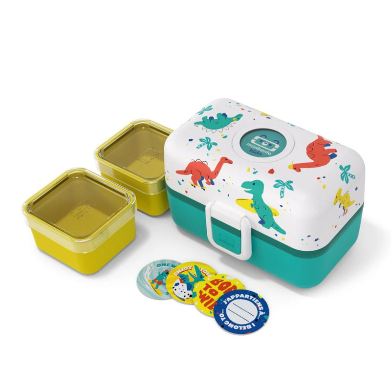 Lunchbox Bento-Box von Monbento im Dinosaurier-Design mit einzelnen Boxen