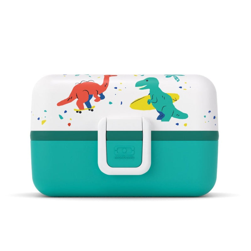 Seitenansicht von Lunchbox Bento-Box von Monbento im Dinosaurier-Design