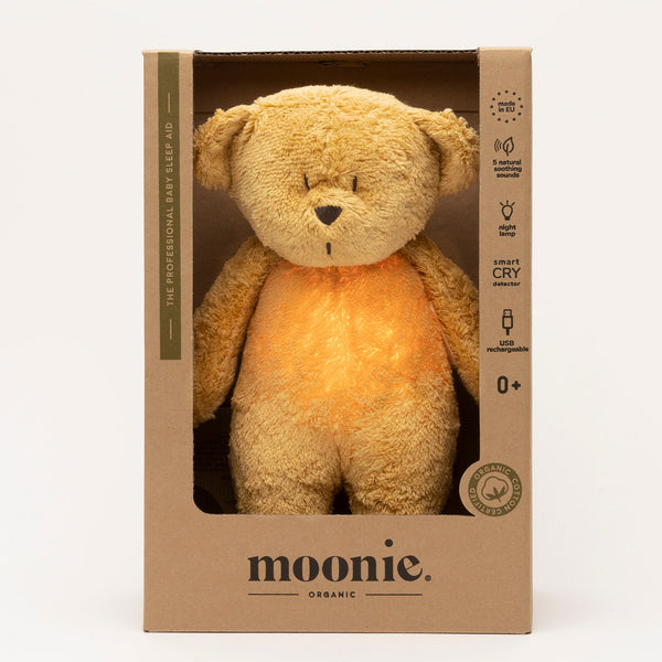 Moonie Einschlafhilfe Teddybär im Farbton Honig in Verpackung