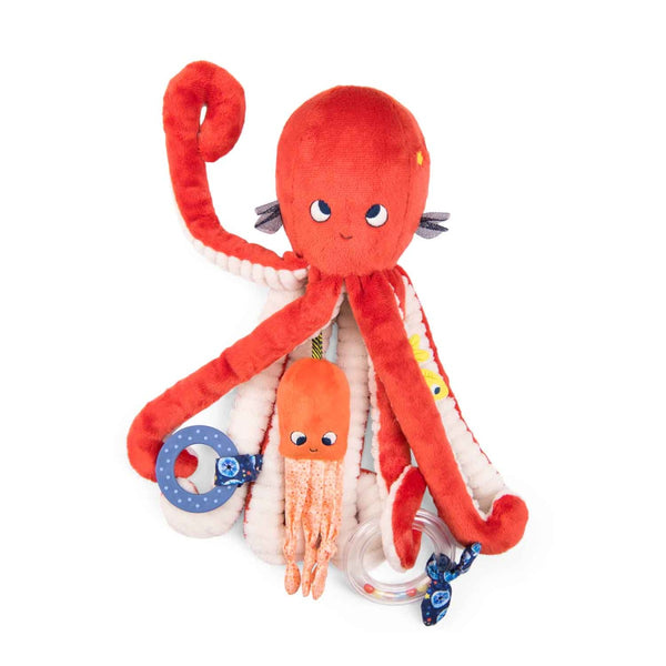 Activity Toy rote Krake mit gehobenem Tentakel von Moulin Roty
