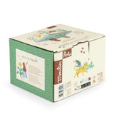 Verpackungsrückseite der Spieluhr Mawa von Moulin Roty mit Tiger und Leopard