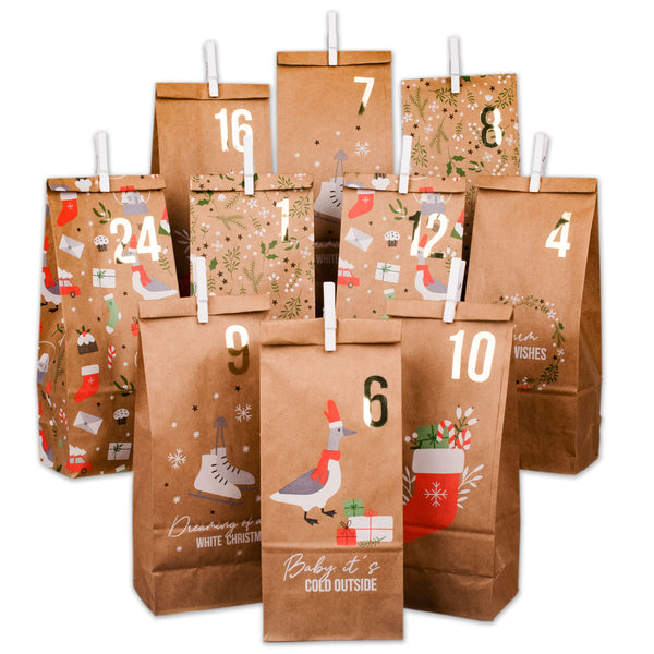 DIY-Adventskalender Tüten aus braunen Kraftpapier von Papierdrachen