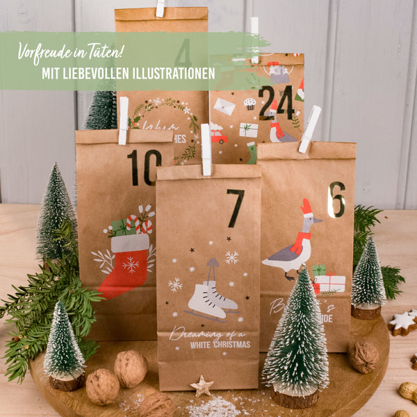 DIY-Adventskalender Tüten aus braunen Kraftpapier von Papierdrachen_02