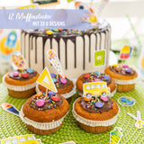 Muffins mit Kuchensteckern zur Einschulung von Papierdrachen