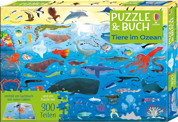 Puzzle & Buch: Tiere im Ozean von Usborne Verlag_Verpackung