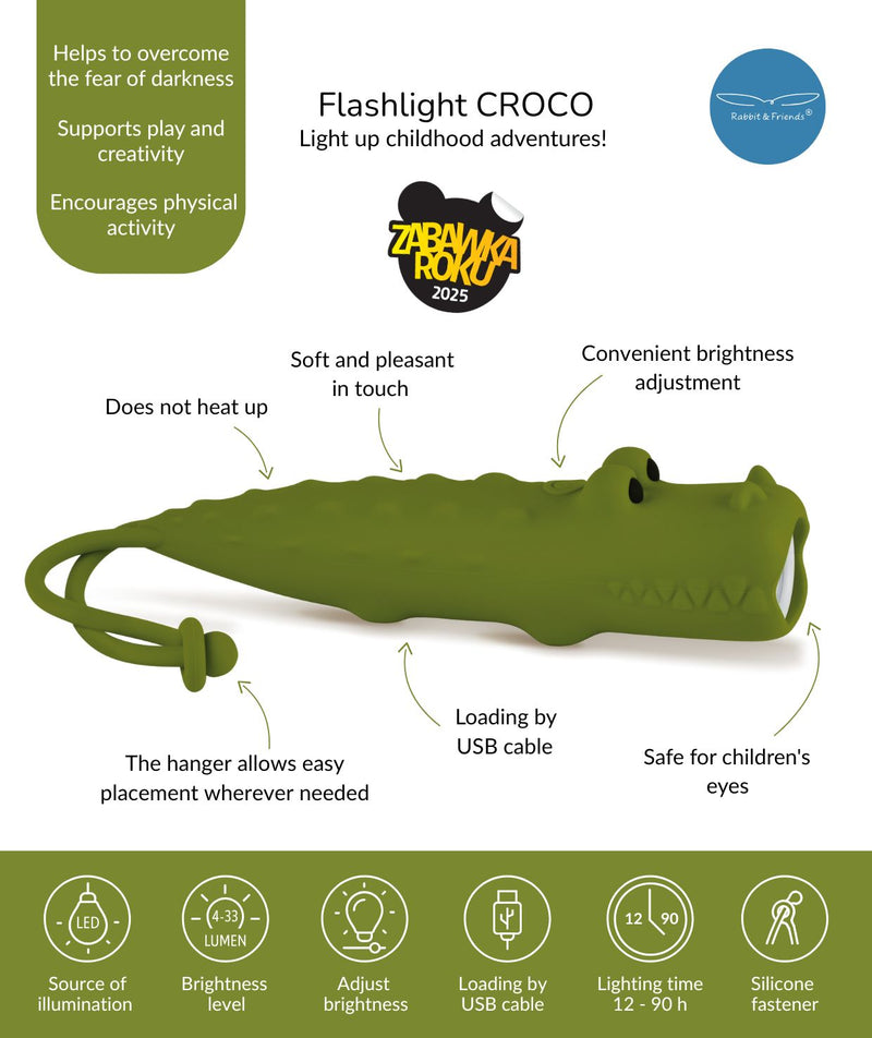 Eigenschaften von Krokodil Taschenlampe von Rabbit & Friends