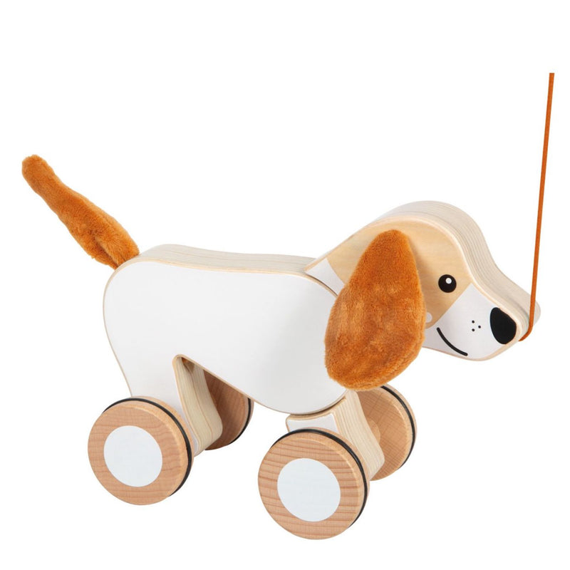 Nachziehtier Hund mit Knisterohren von small foot in Seitenansicht