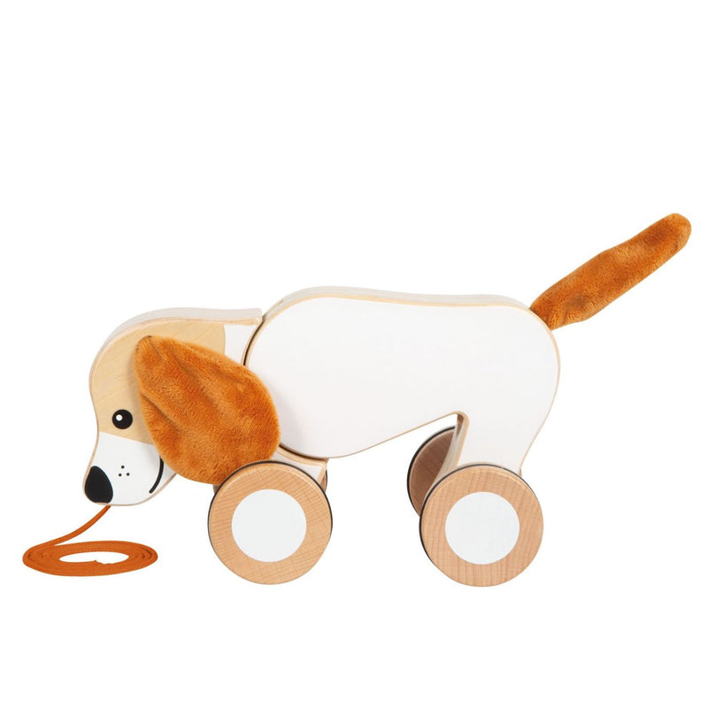 Nachziehtier Hund mit Knisterohren von small foot in Seitenansicht