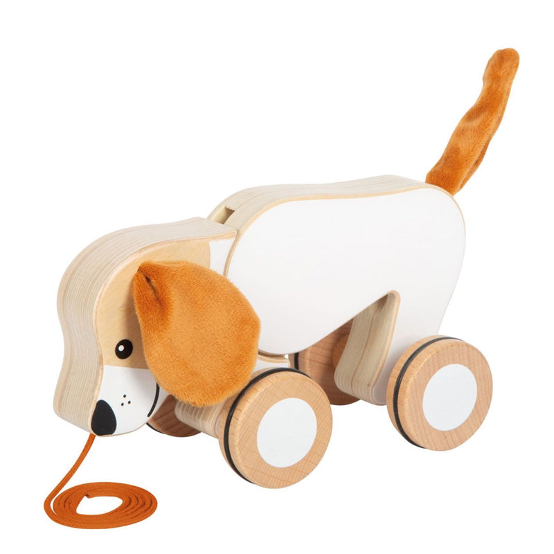 Nachziehtier Hund mit Knisterohren von small foot in Seitenansicht