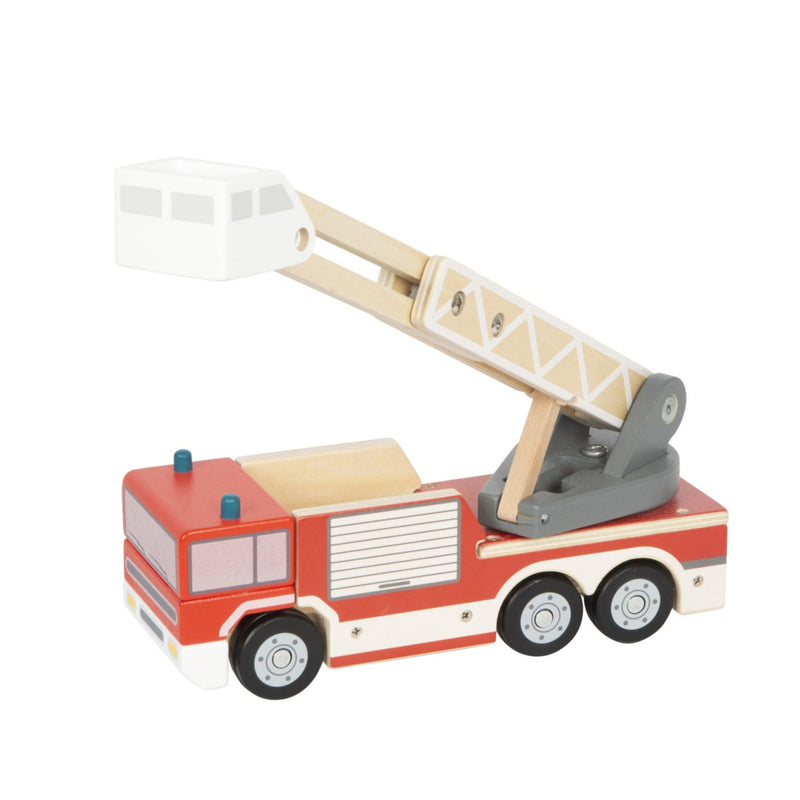 Feuerwehr mit Drehleiter von small foot in Schrägansicht von vorne