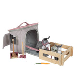 Spielset Esel mit Stall und Zubehör in der Tasche von small foot_01