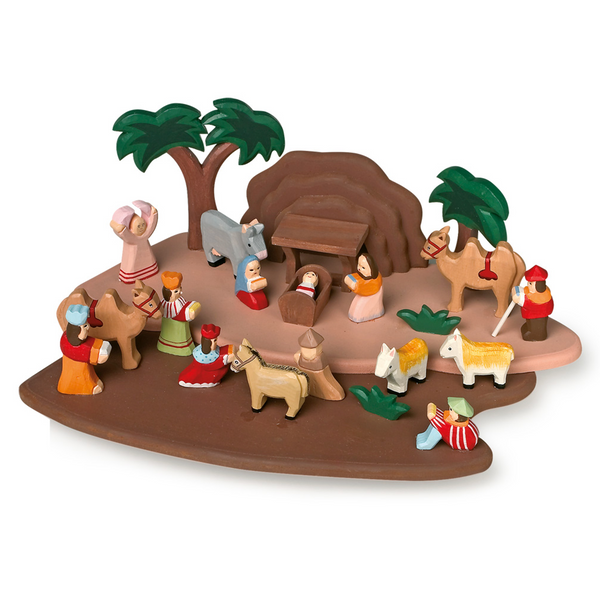 Holz-Weihnachtskrippe von small foot mit vielen Tieren und Figuren
