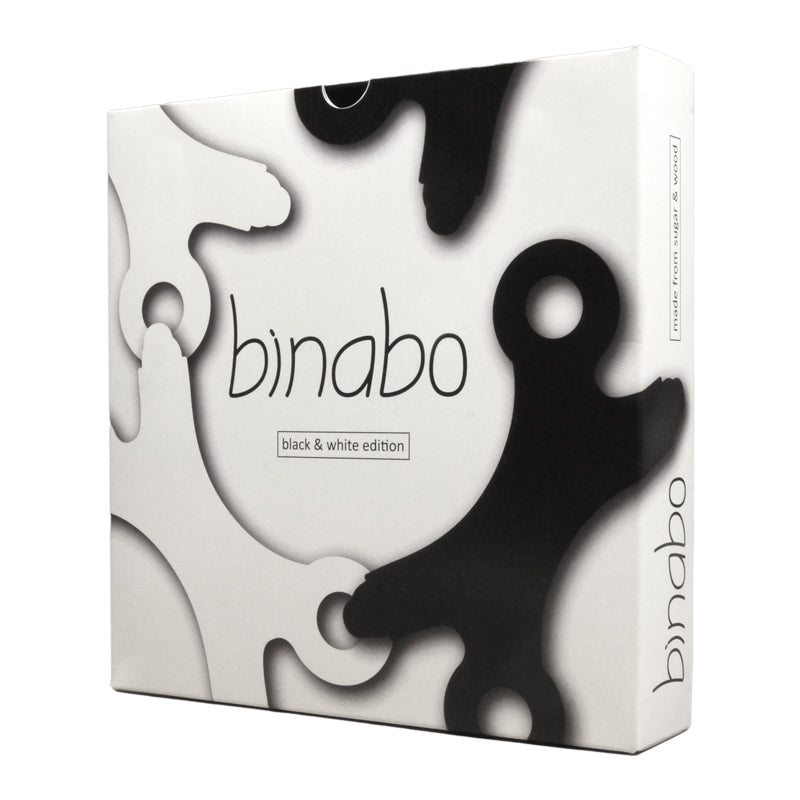 Binabo Konstruktionsspiel aus Bio-Plastik in schwarz-weiß_60 Teile_Verpackung