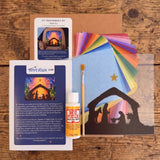 Toverlux DIY-Set Weihnachtskrippe mit vorgestalteter Silhouette, 20 Seidenpapierfarben, Kleber und Pinsel